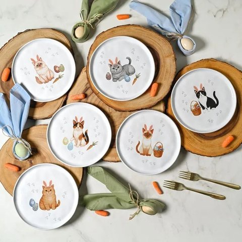 Prato de Sobremesa Bio Gatinhos Ø21,5cm Páscoa Sortido 1 Unidade Porto Brasil