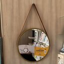 Ver imagem 1 de Espelho Redondo Decorativo c/ alca Dourado 50cm + Fixador:Dourado
