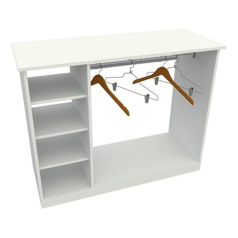 Balcão Cabideiro M4 Mdp Atendimento Expositor Central Roupa VETORIAL MÓVEIS Branco