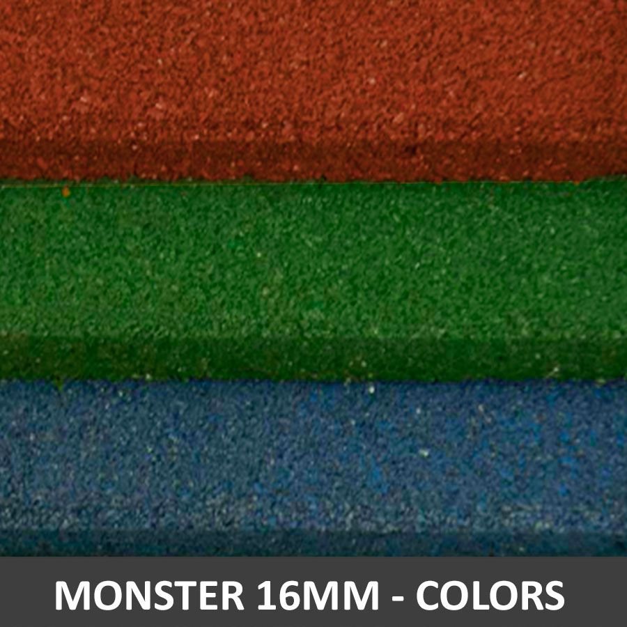 Piso De Borracha Monster Dupla Face 1,00 x 1,00 16mm Colors - Verde