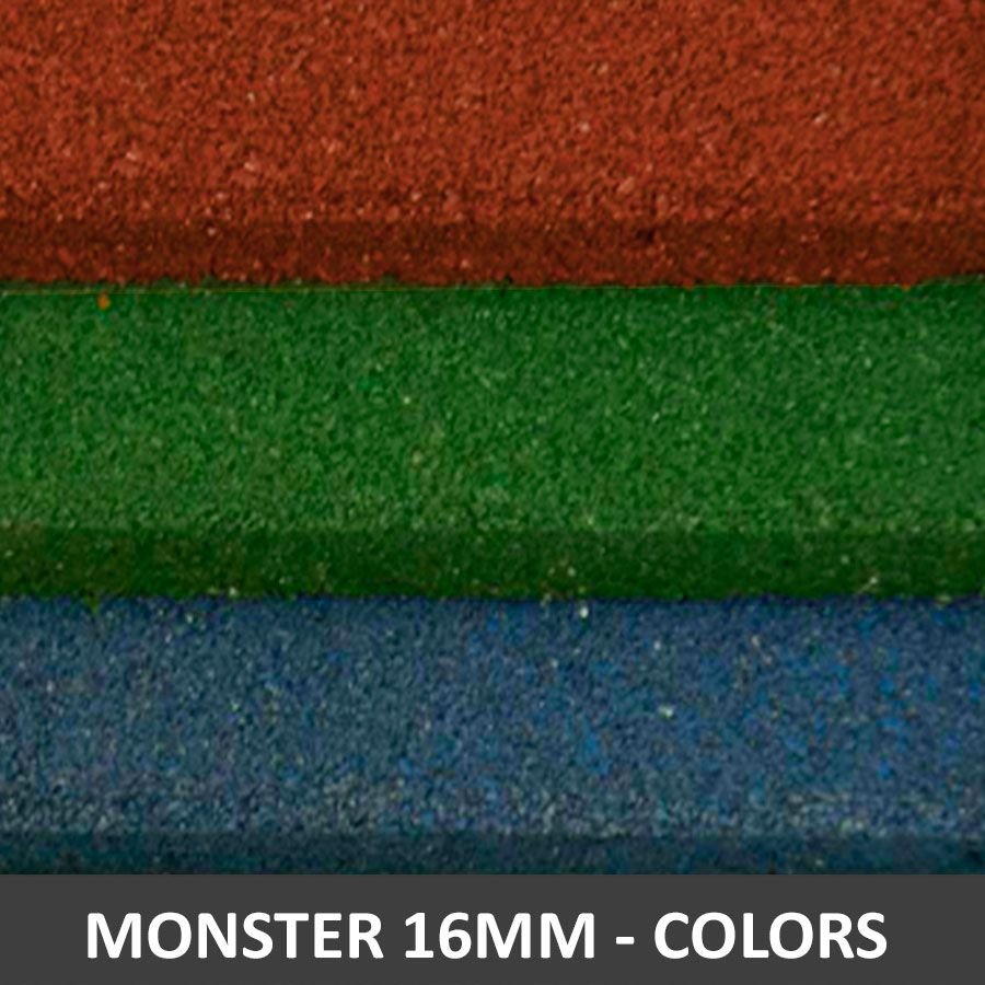 Piso De Borracha Monster Dupla Face 1,00 x 1,00 16mm Colors - Verde - 1