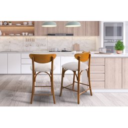 Banqueta Alta Madeira Balcao Cozinha Decorativa Anita - Mel - 7