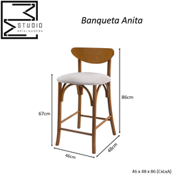 Banqueta Alta Madeira Balcao Cozinha Decorativa Anita - Mel - 8