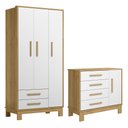 Ver imagem 1 de Quarto de Bebê com Roupeiro 4340 e Cômoda 4355 Qencanto Slim Qmovi Freijó Branco Acetinado