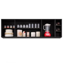 Armário Aéreo Nevada com Nicho 180cm 4 Portas Preto/cinza - Lumil Lumil Móveis - 3