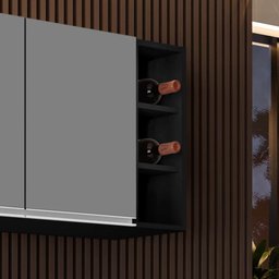 Armário Aéreo Nevada com Nicho 180cm 4 Portas Preto/cinza - Lumil Lumil Móveis - 6