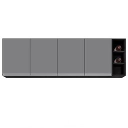 Armário Aéreo Nevada com Nicho 180cm 4 Portas Preto/cinza - Lumil Lumil Móveis - 7