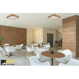 Plafon Madeira Wood Quadrado 25x25cm - 2 Luzes E27 - Freijó (claro) - 5