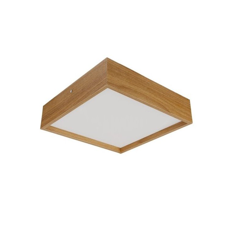 Plafon Madeira Wood Quadrado 25x25cm - 2 Luzes E27 - Freijó (claro)