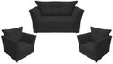 Ver imagem 1 de Kit Namoradeira + 2 Poltronas Decorativa Isis Suede Preto Pés Madeira Mz Decor