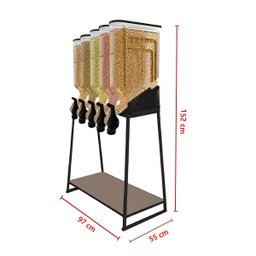 Dispenser 5 Módulos 35 Litros ou 15 Kilos Armazenamento Ração Grãos Cereais Preto Plast Penser - 2
