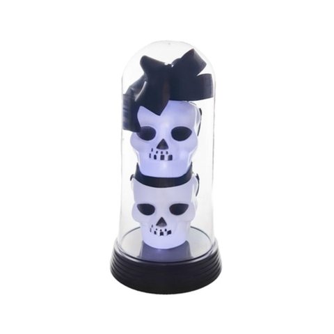 Luminária Halloween Caveira Dupla Redoma Cúpula Frio Dia Das Bruxas Amor Lindo