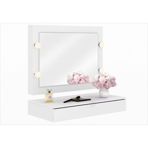 Penteadeira Suspensa PE2004 com Painel Espelho PE2006 Branco - Tecno Mobili