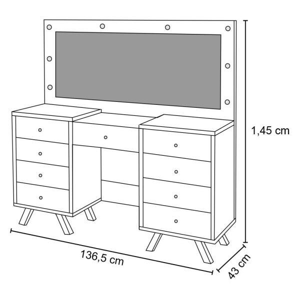 Penteadeira Camarim Com Espelho 9 Gavetas Mila Rosê - Móveis Lupi - 4