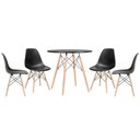 Ver imagem 2 de Conjunto Sala de Jantar Mesa Redonda 80cm 4 Cadeiras Eiffel Dsw Tampo MDF Eames Preto