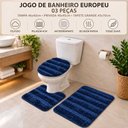 Ver imagem 6 de Jogo de Banheiro Tapete Europeu 3 Peças Base Antiderrapante Macio Azul Marinho