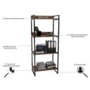 Ver imagem 3 de Conjunto Escritório Estilo Industrial Mesa 135cm e Estante 60cm 4 Prateleiras Prisma C08 Nogal -