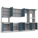 Ver imagem 3 de Cozinha Compacta Planejada 6 Peças 2 Paneleiros 2 Aéreos 2 Balcões Soho CabeCasa MadeiraOriginals Azul/Branco