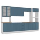 Ver imagem 2 de Cozinha Compacta Planejada 6 Peças 2 Paneleiros 2 Aéreos 2 Balcões Soho CabeCasa MadeiraOriginals Azul/Branco