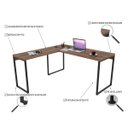 Ver imagem 2 de Conjunto Escritório Estilo Industrial Mesa 150x150cm e Estante 60cm 5 Prateleiras Prisma C08 Nogal