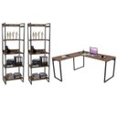 Ver imagem 1 de Conjunto Escritório Estilo Industrial Mesa 150x150cm e 2 Estantes 60cm 5 Prateleiras Prisma C08