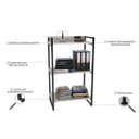 Ver imagem 3 de Conjunto Escritório Estilo Industrial Mesa 90cm e Estante 60cm 3 Prateleiras Prisma C08 Snow