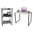 Ver imagem 1 de Conjunto Escritório Estilo Industrial Mesa 90cm e Estante 60cm 3 Prateleiras Prisma C08 Snow