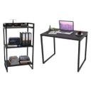 Ver imagem 1 de Conjunto Escritório Estilo Industrial Mesa 90cm e Estante 60cm 3 Prateleiras Prisma C08 Preto Onix