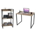 Ver imagem 1 de Conjunto Escritório Estilo Industrial Mesa 90cm e Estante 60cm 3 Prateleiras Prisma C08 Carvalho