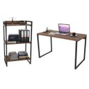 Ver imagem 3 de Conjunto Escritório Estilo Industrial Mesa 120cm e Estante 60cm 3 Prateleiras Prisma C08 Nogal -