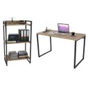 Ver imagem 1 de Conjunto Escritório Estilo Industrial Mesa 120cm e Estante 60cm 3 Prateleiras Prisma C08 Carvalho
