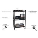 Ver imagem 3 de Conjunto Escritório Estilo Industrial Mesa 135cm e Estante 60cm 3 Prateleiras Prisma C08 Preto