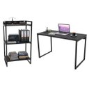 Ver imagem 1 de Conjunto Escritório Estilo Industrial Mesa 135cm e Estante 60cm 3 Prateleiras Prisma C08 Preto