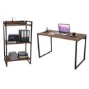 Ver imagem 1 de Conjunto Escritório Estilo Industrial Mesa 135cm e Estante 60cm 3 Prateleiras Prisma C08 Nogal -