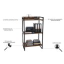 Ver imagem 3 de Conjunto Escritório Estilo Industrial Mesa 135cm e Estante 60cm 3 Prateleiras Prisma C08 Nogal -