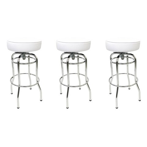 Kit 3 Unidades Banqueta Altura 65cm Bar Giratória Cromada assento branco Poltronas do Sul Banqueta B