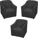 Ver imagem 1 de Kit 3 Poltronas Mila Pé de Plástico Cromado - Preto Suede