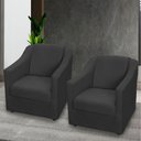 Ver imagem 5 de Kit 3 Poltronas Mila Pé de Plástico Cromado - Preto Suede