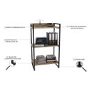 Ver imagem 3 de Conjunto Escritório Estilo Industrial Mesa 135cm e Estante 60cm 3 Prateleiras Prisma C08 Carvalho