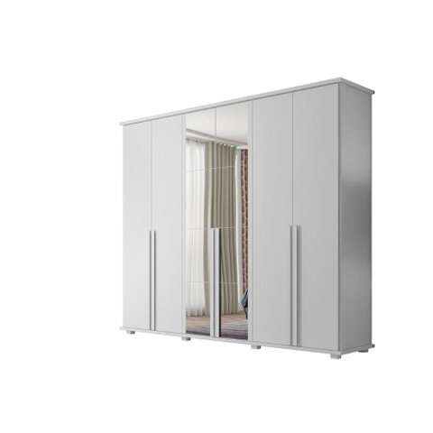 Roupeiro/armário/guarda Roupas/organizador Estela 6 Portas com Puxadores em Mdf com Espelhos Nas por