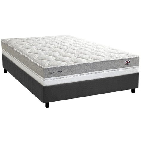 Conjunto Box Casal: Colchão Molas Herval Ensacadas Maxspring C1672 + Base Crc Suede Gray (138x188)
