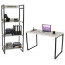 Ver imagem 1 de Conjunto Escritório Estilo Industrial Mesa 120cm e Estante 60cm 4 Prateleiras Prisma C08 Snow