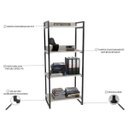 Ver imagem 3 de Conjunto Escritório Estilo Industrial Mesa 120cm e Estante 60cm 4 Prateleiras Prisma C08 Snow