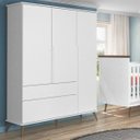 Ver imagem 2 de Guarda-Roupa Infantil 100% MDF 3 Portas Pés Retrô Mel P04 Branco - Mpozenato