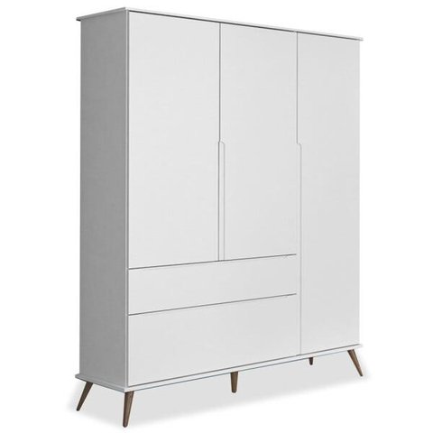 Guarda-Roupa Infantil 100% MDF 3 Portas Pés Retrô Mel P04 Branco - Mpozenato