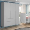 Ver imagem 2 de Guarda-Roupa Infantil 100% MDF 3 Portas Pés Retrô Mel P04 Cinza - Mpozenato