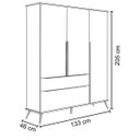 Ver imagem 4 de Guarda-Roupa Infantil 100% MDF 3 Portas Pés Retrô Mel P04 Cinza - Mpozenato
