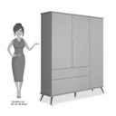 Ver imagem 5 de Guarda-Roupa Infantil 100% MDF 3 Portas Pés Retrô Mel P04 Cinza - Mpozenato