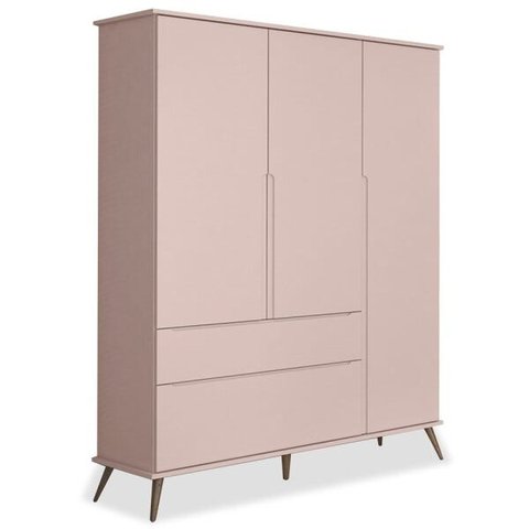 Guarda-Roupa Infantil 100% MDF 3 Portas Pés Retrô Mel P04 Rosê - Mpozenato