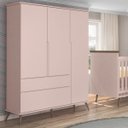 Ver imagem 2 de Guarda-Roupa Infantil 100% MDF 3 Portas Pés Retrô Mel P04 Rosê - Mpozenato